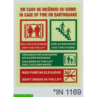 IN1169 nao usar em caso de incendio ou sismo o elevador