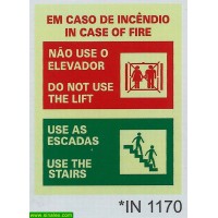 IN1170 em caso de incendio use escadas não elevador