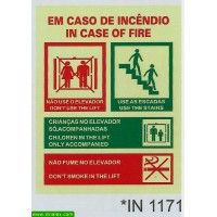 IN1171 em caso de incendio use escadas não elevador