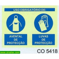 CO5418 obrigatorio avental e luvas proteccao