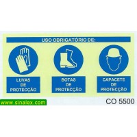 CO5500 obrigatorio luvas botas capacete proteccao