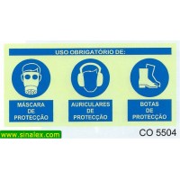 CO5504 obrigatorio mascara auriculares botas proteccao