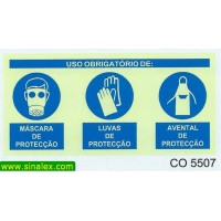 CO5507 obrigatorio mascara luvas avental proteccao