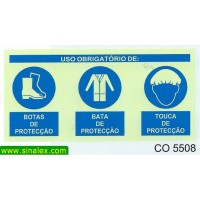 CO5508 obrigatorio botas bata touca proteccao