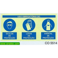 CO5514 obrigatorio oculos luvas avental proteccao