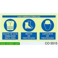 CO5515 obrigatorio colete botas capacete proteccao