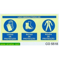 CO5518 obrigatorio luvas botas roupa proteccao
