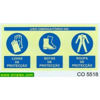 CO5518 obrigatorio luvas botas roupa proteccao