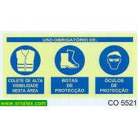 CO5521 obrigatorio colete botas oculos proteccao