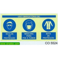CO5524 obrigatorio oculos mascara bata proteccao