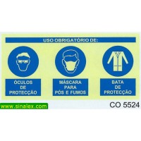 CO5524 obrigatorio oculos mascara bata proteccao