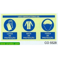 CO5528 obrigatorio luvas bata touca proteccao
