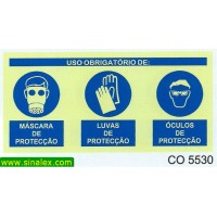 CO5530 obrigatorio mascara luvas oculos proteccao