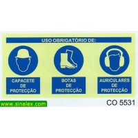 CO5531 obrigatorio capacete botas auriculares proteccao