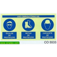 CO5533 obrigatorio oculos botas capacete proteccao