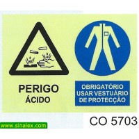 CO5703 perigo acido obrigatorio vestuario proteccao