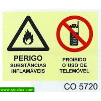 CO5720 perigo substancias inflamaveis proibido uso telemovel