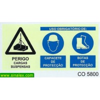 CO5800 perigo cargas suspensas obrigatorio capacete botas...