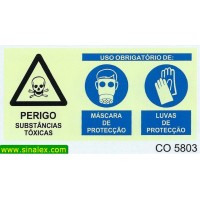 CO5803 perigo substancias toxicas obrigatorio mascara...
