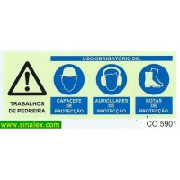 CO5901 perigo trabalhos pedreira obrigatorio capacete...