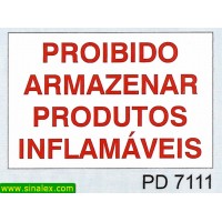 PD7111 proibido armazenar produtos inflamaveis