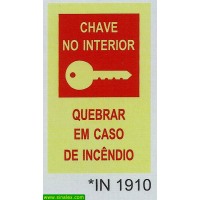 IN1910 chave no interior quebrar em caso de incendio