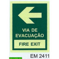 EM2411 via evacuacao fire exit seta esquerda direita