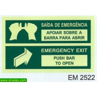 EM2522 saida emergencia apoiar barra abrir push bar open