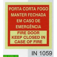 IN1059 porta corta fogo manter fechada em caso emergencia