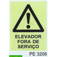 PE3206 perigo atencao elevador fora servico