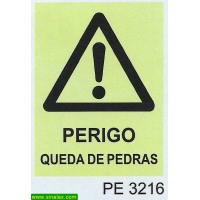 PE3216 perigo atencao queda pedras