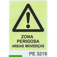 PE3219 perigo atencao zona perigosa areias movedicas