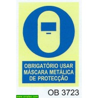 OB3723 obrigatorio mascara metalica proteccao